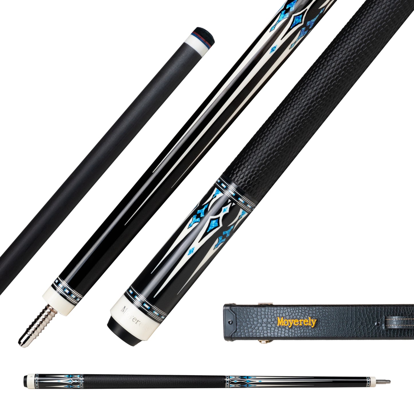 Moyerely Carbon Fiber Pool Cue,11.8mm/12.5mm Low Deflection Cue Stick,Professional Pool Stick with Case