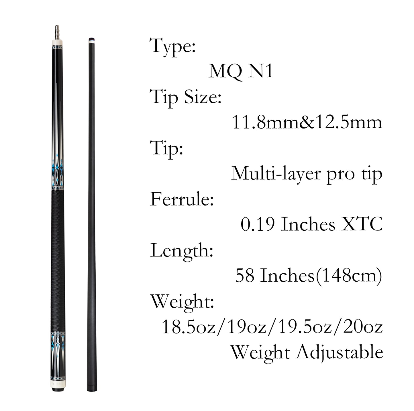 Moyerely Carbon Fiber Pool Cue,11.8mm/12.5mm Low Deflection Cue Stick,Professional Pool Stick with Case