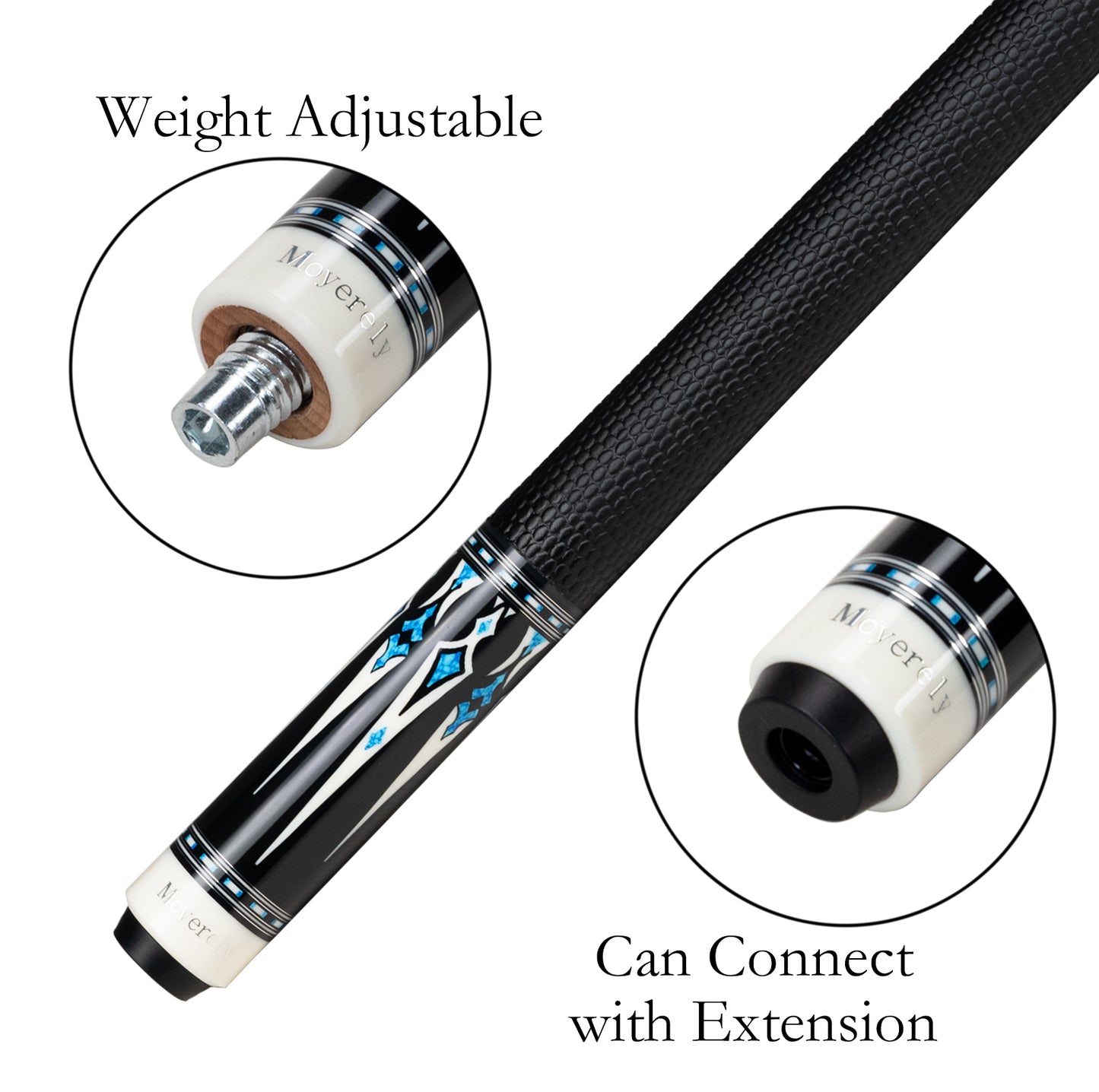 Moyerely Carbon Fiber Pool Cue,11.8mm/12.5mm Low Deflection Cue Stick,Professional Pool Stick with Case