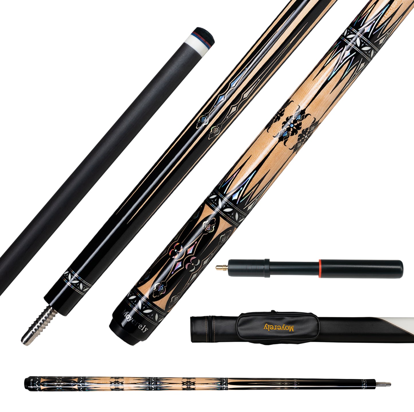 Moyerely Carbon Fiber Pool Cue,11.8mm/12.5mm Low Deflection Cue Stick,Professional Pool Stick with Case