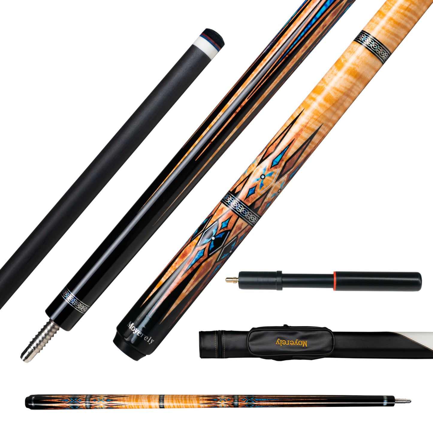 Moyerely Carbon Fiber Pool Cue,11.8mm/12.5mm Low Deflection Cue Stick,Professional Pool Stick with Case