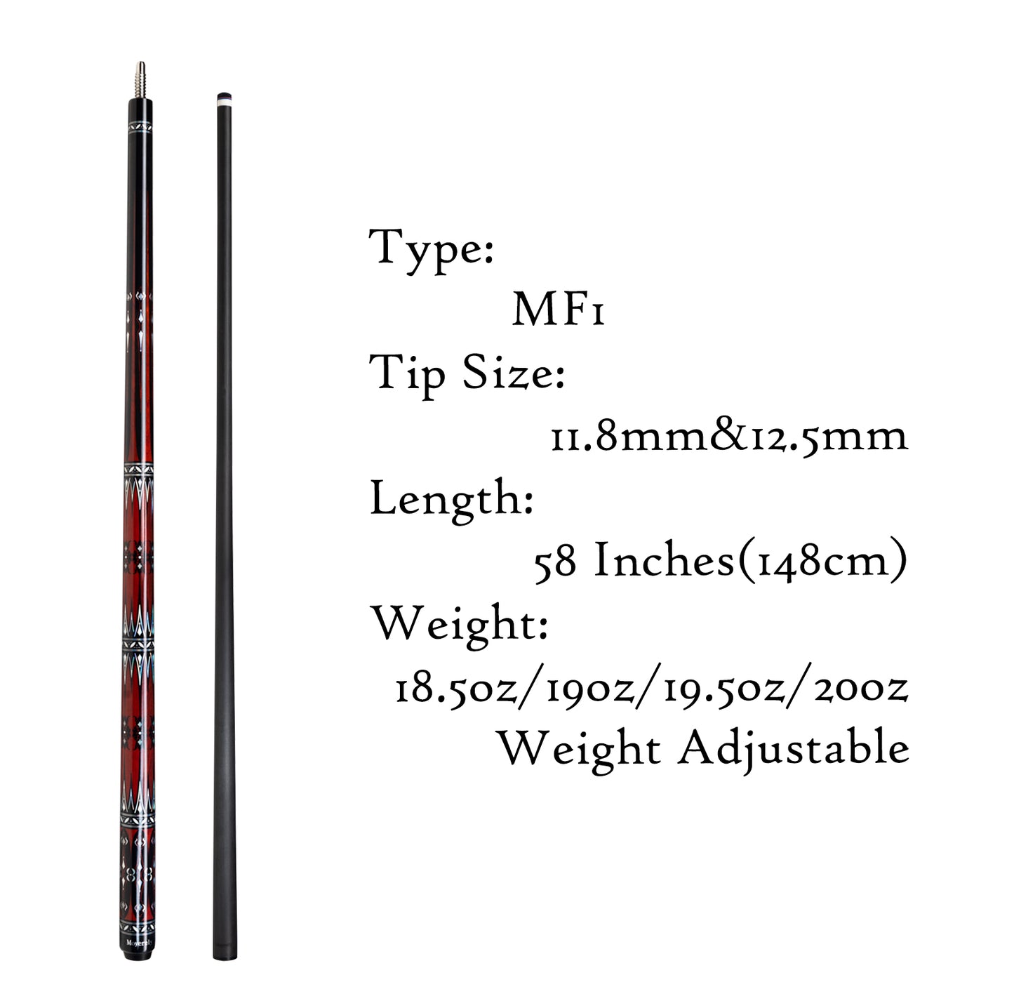 Moyerely Carbon Fiber Pool Cue,11.8mm/12.5mm Low Deflection Cue Stick,Professional Pool Stick with Case