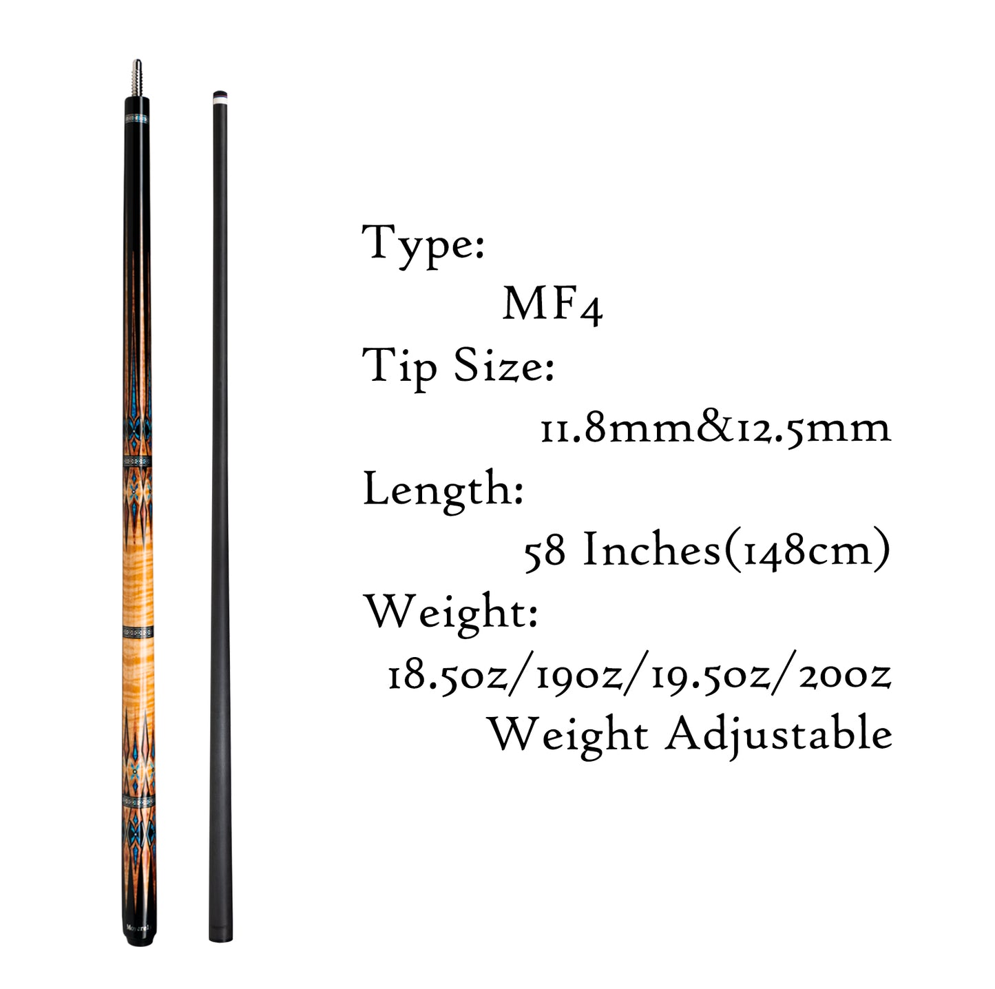 Moyerely Carbon Fiber Pool Cue,11.8mm/12.5mm Low Deflection Cue Stick,Professional Pool Stick with Case