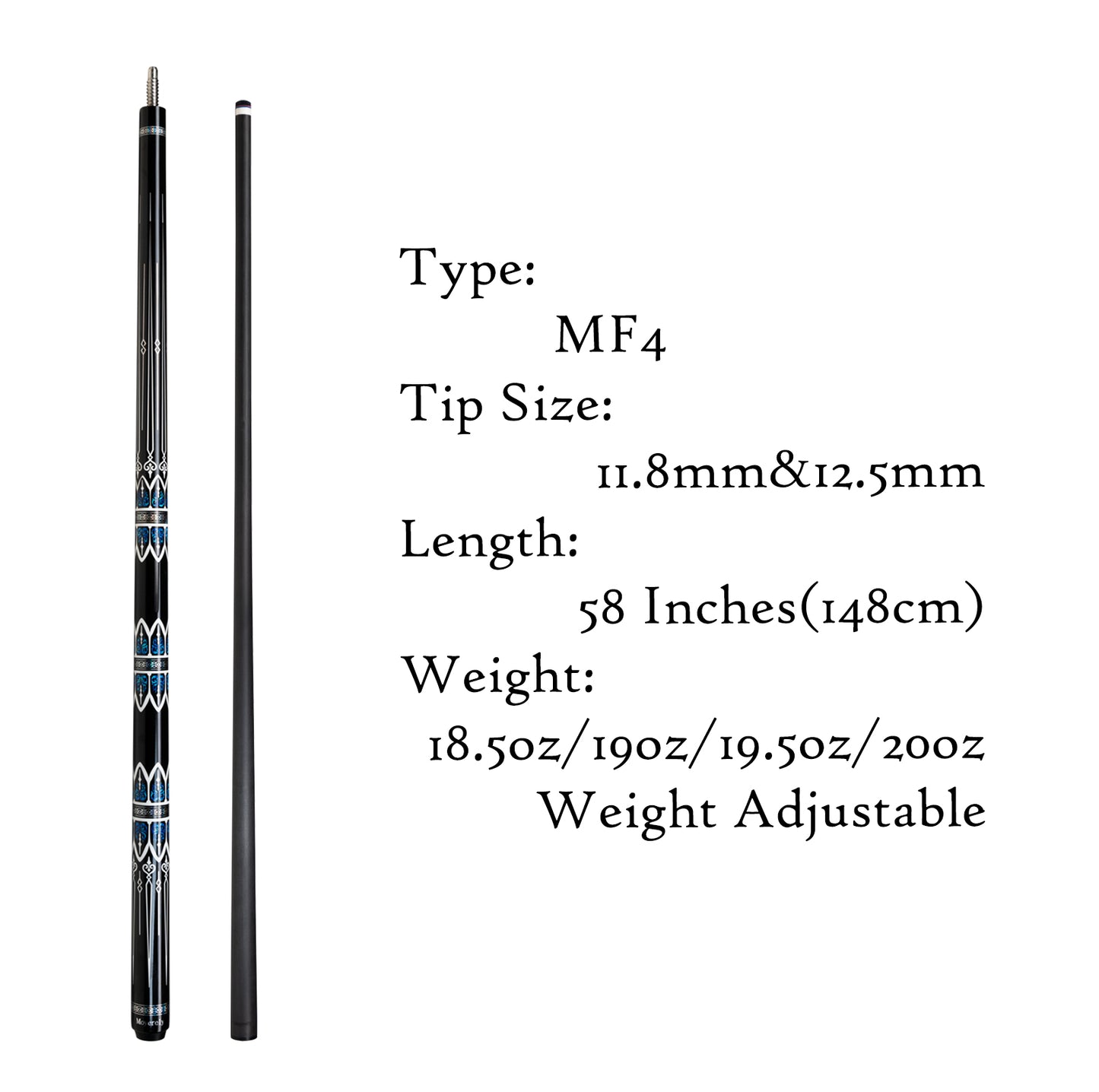 Moyerely Carbon Fiber Pool Cue,11.8mm/12.5mm Low Deflection Cue Stick,Professional Pool Stick with Case