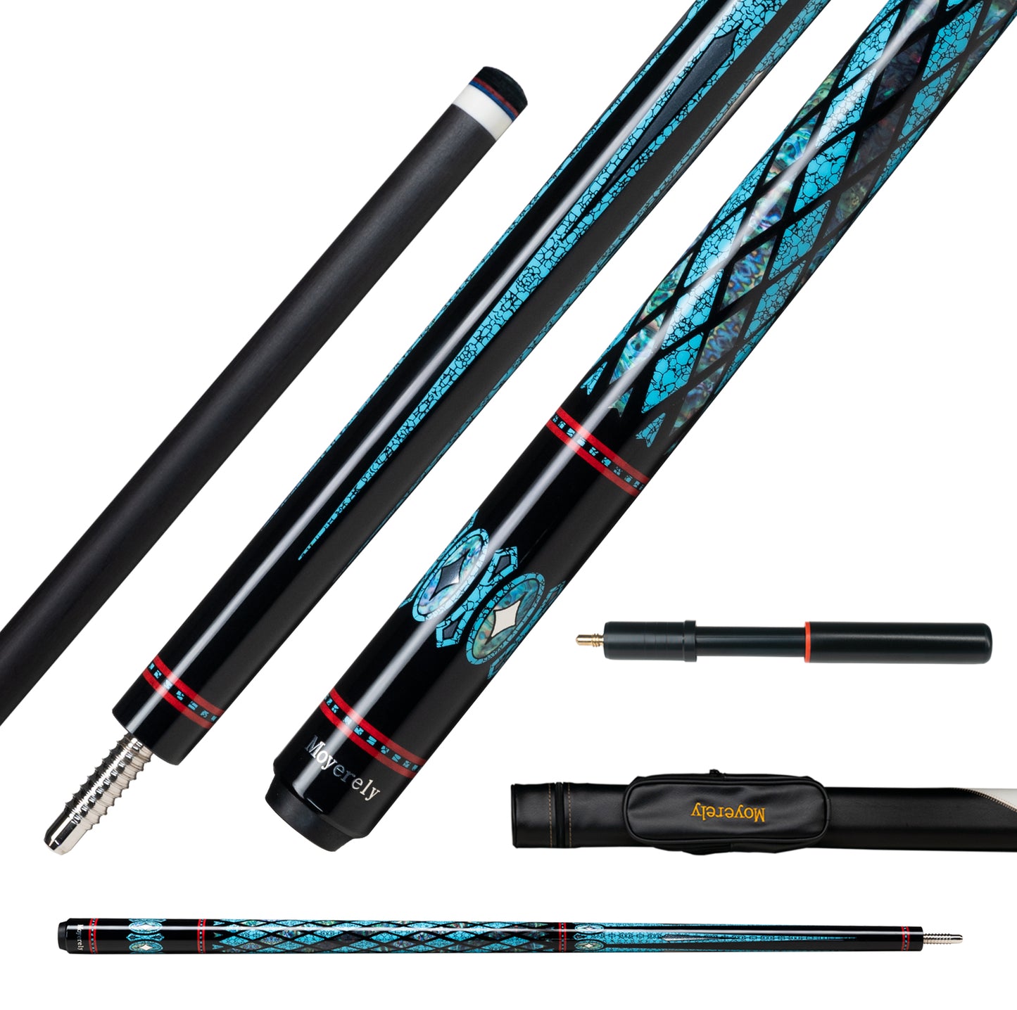 Moyerely Carbon Fiber Pool Cue,11.8mm/12.5mm Low Deflection Cue Stick,Professional Pool Stick with Case