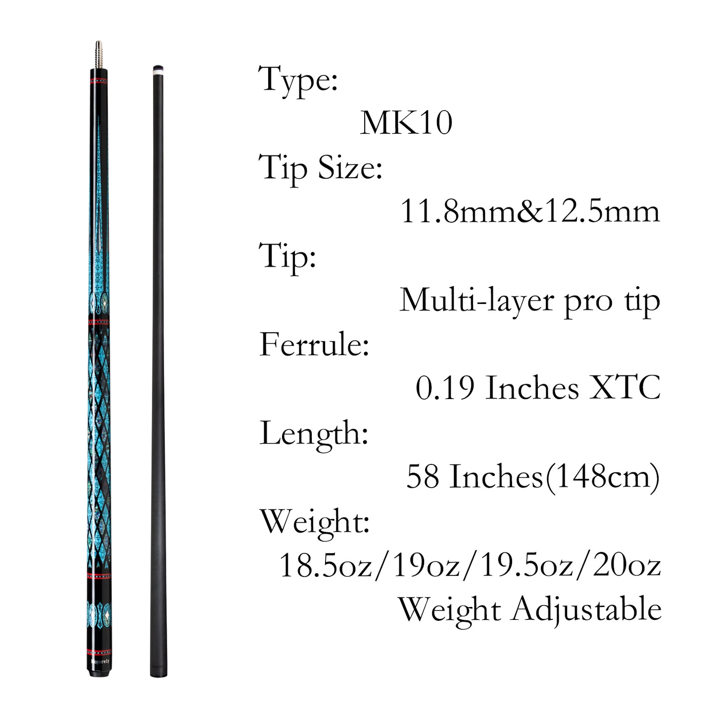 Moyerely Carbon Fiber Pool Cue,11.8mm/12.5mm Low Deflection Cue Stick,Professional Pool Stick with Case