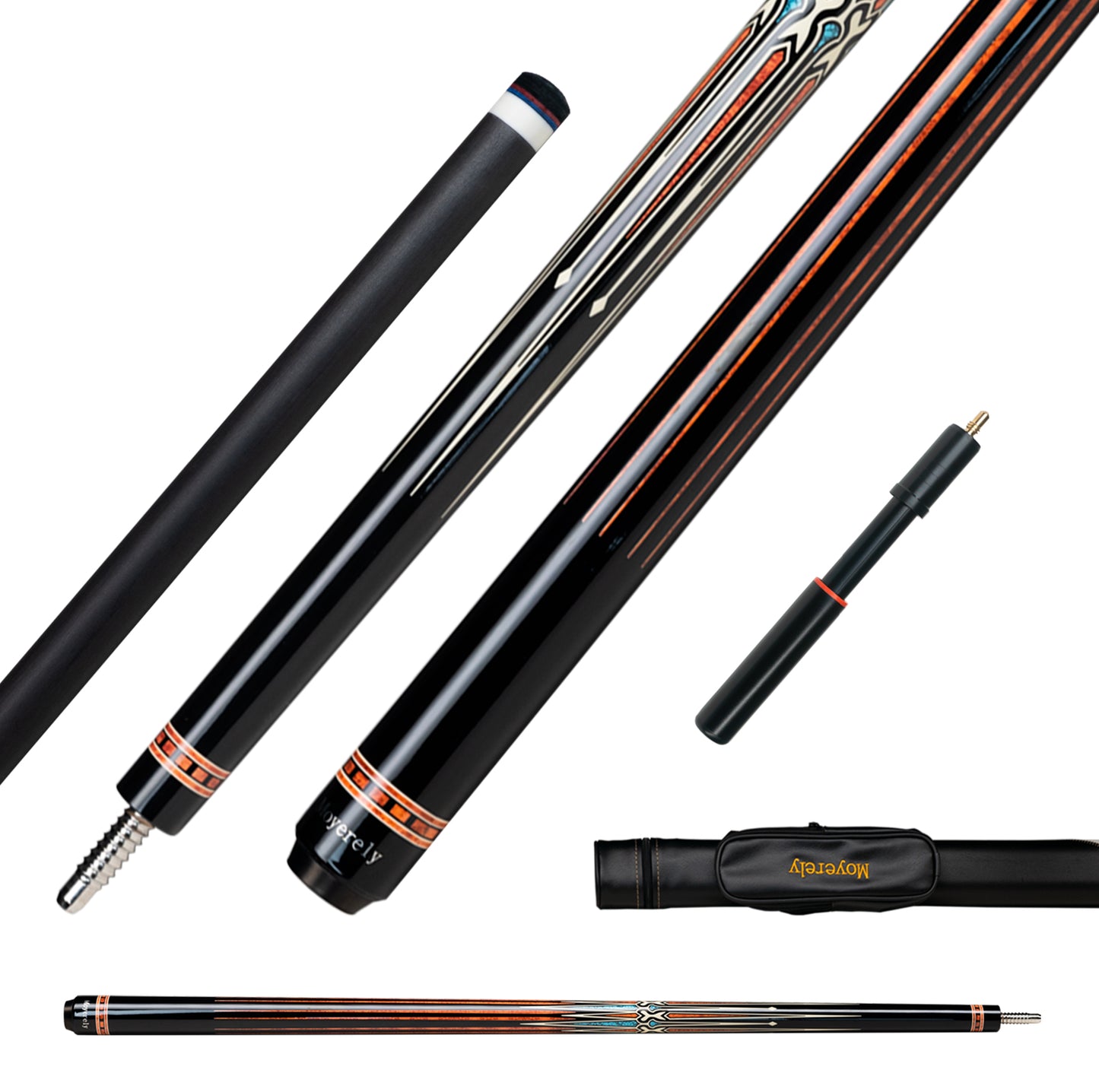 Moyerely Carbon Fiber Pool Cue,11.8mm/12.5mm Low Deflection Cue Stick,Professional Pool Stick with Case