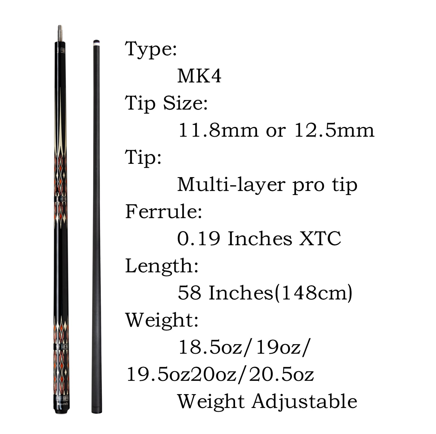 Moyerely Carbon Fiber Pool Cue,11.8mm/12.5mm Low Deflection Cue Stick,Professional Pool Stick with Case