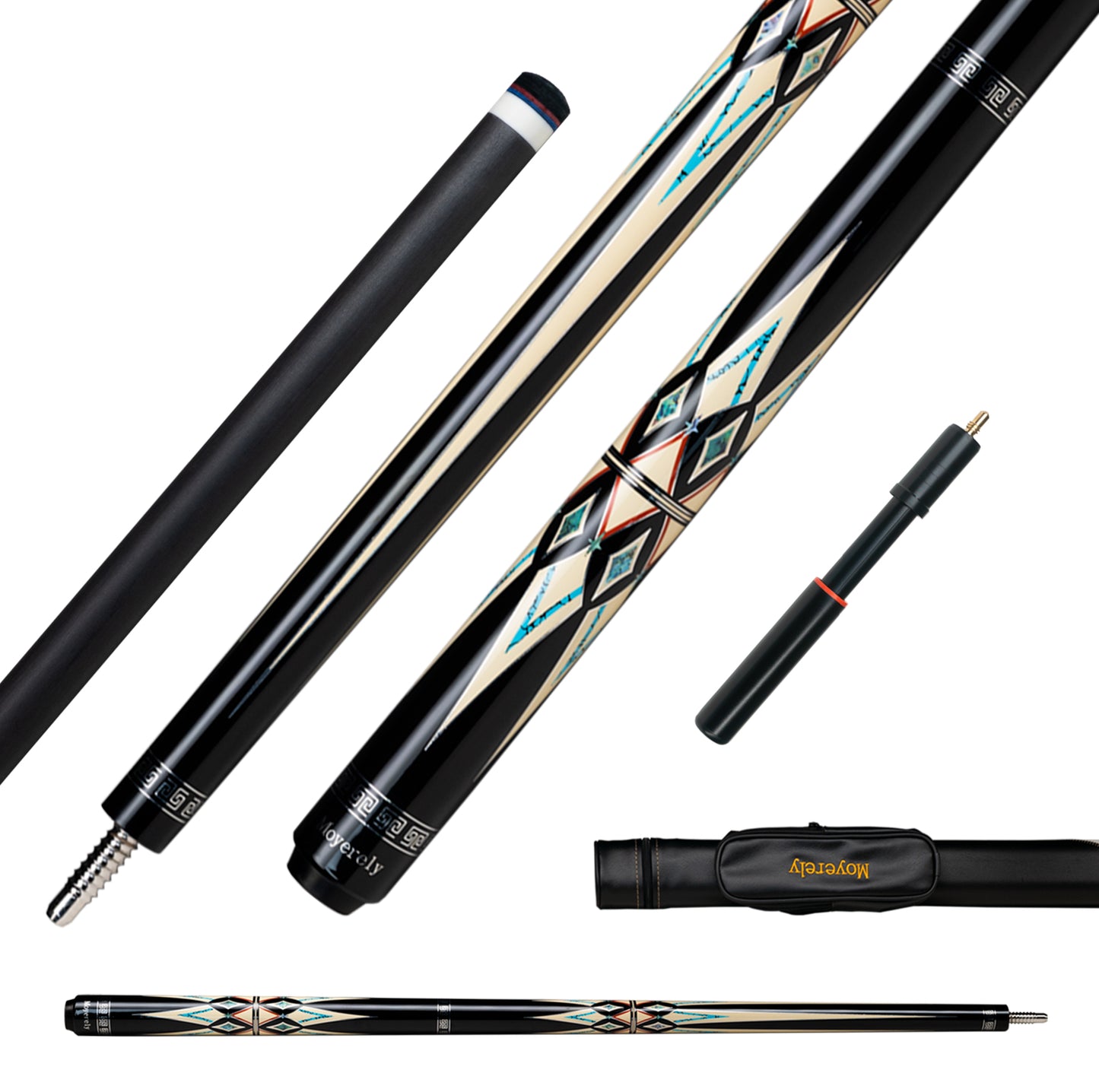 Moyerely Carbon Fiber Pool Cue,11.8mm/12.5mm Low Deflection Cue Stick,Professional Pool Stick with Case
