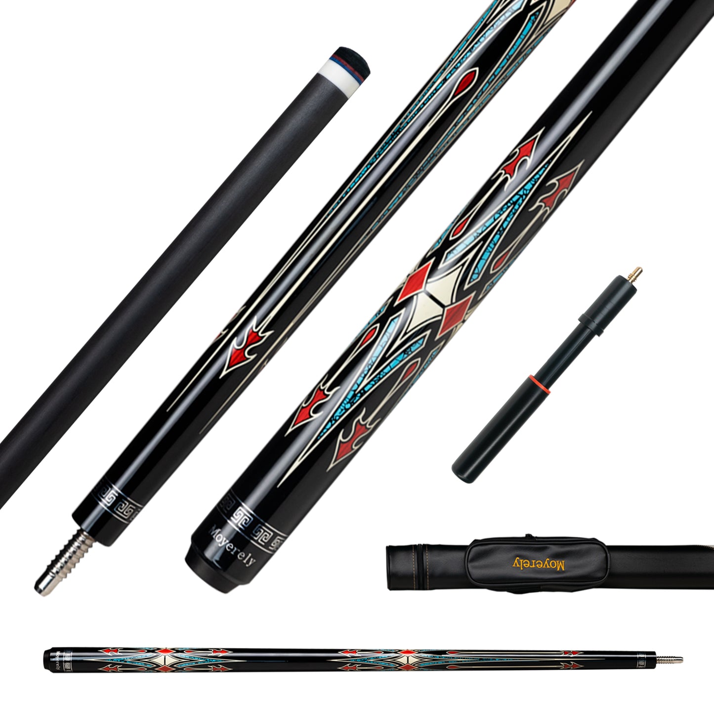 Moyerely Carbon Fiber Pool Cue,11.8mm/12.5mm Low Deflection Cue Stick,Professional Pool Stick with Case