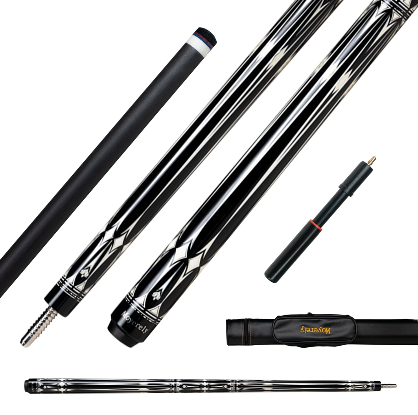 Moyerely Carbon Fiber Pool Cue,11.8mm/12.5mm Low Deflection Cue Stick,Professional Pool Stick with Case
