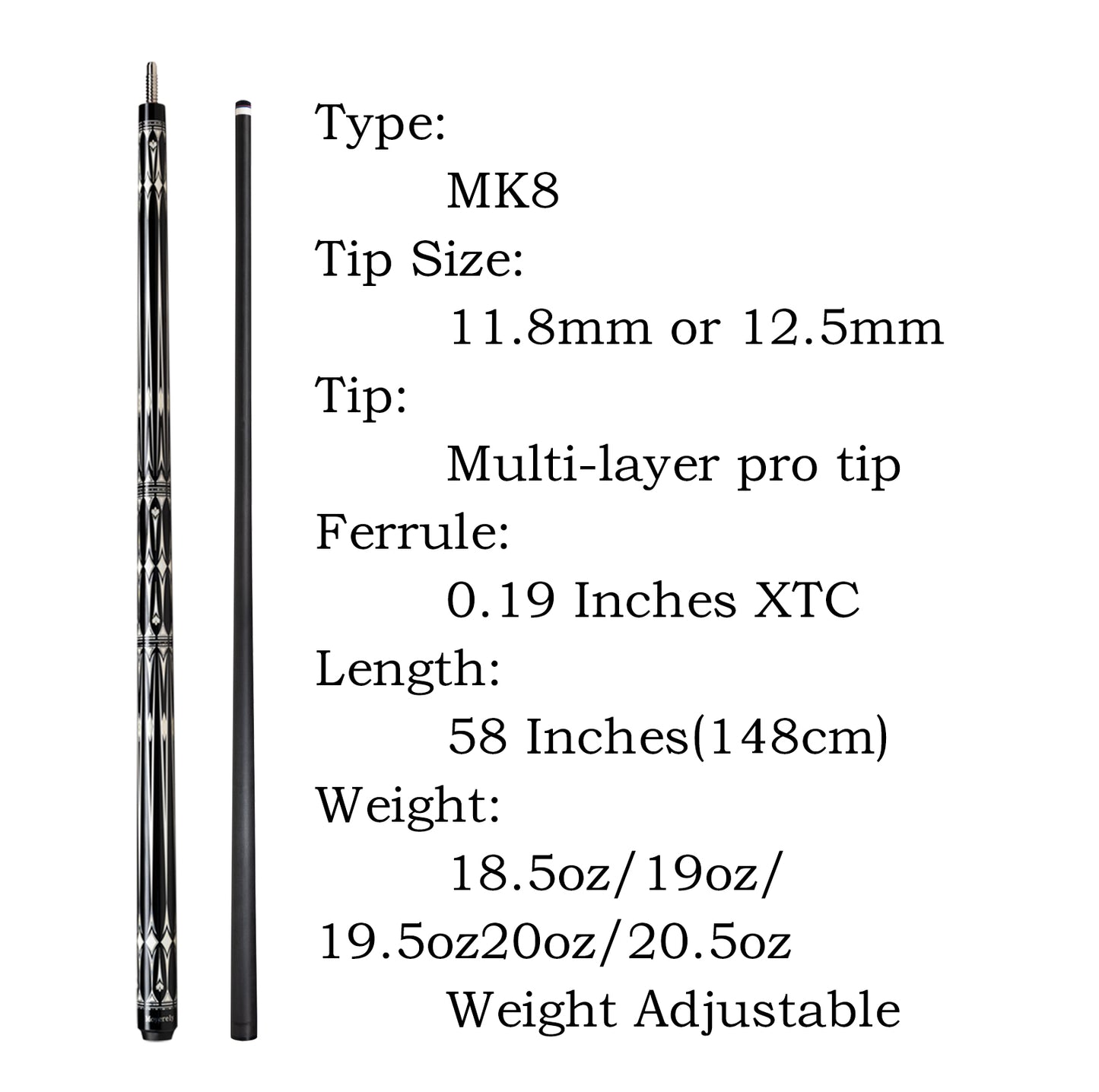 Moyerely Carbon Fiber Pool Cue,11.8mm/12.5mm Low Deflection Cue Stick,Professional Pool Stick with Case